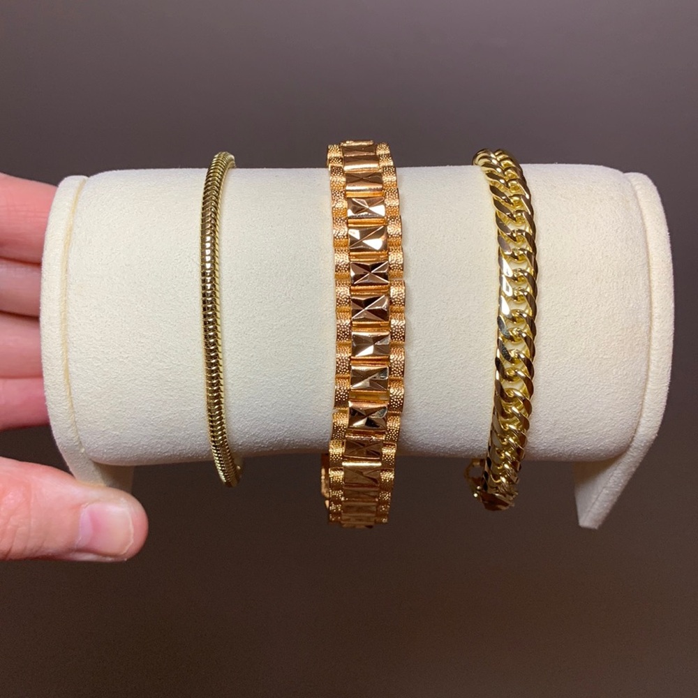 3 Piece Set Pretty Bird Real Gold Plated Minimalist Bracelets 7"